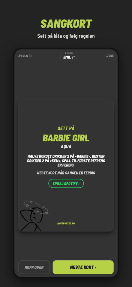 Sangkort med Spotify-knapp
